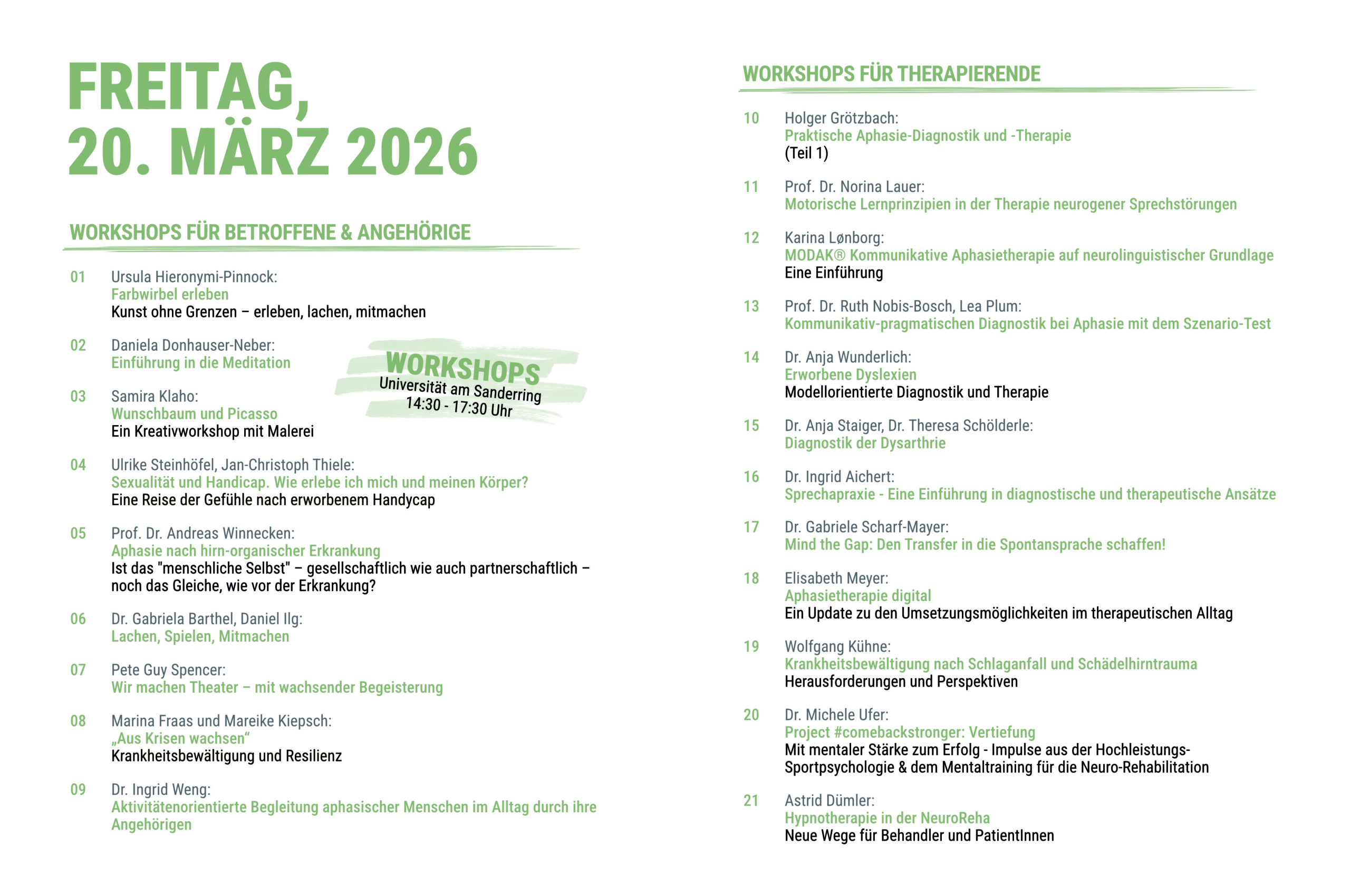 AZU Plattform Workshops Freitag WAT 2026 Workshops Freitag