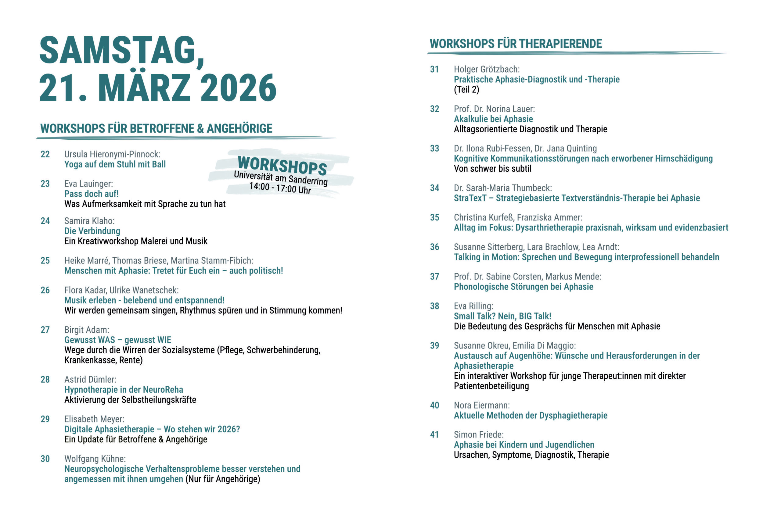 AZU Plattform Workshops Samstag WAT 2026 Workshops Samstag